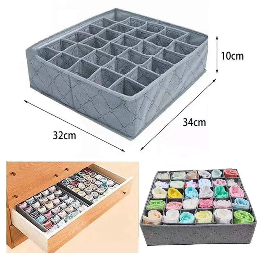 30 Grids Foldable Underwear Drawer Organizers Storage Dividers Closet Organizer Storage Box  for Clothes Bras Scarves Ties Socks
