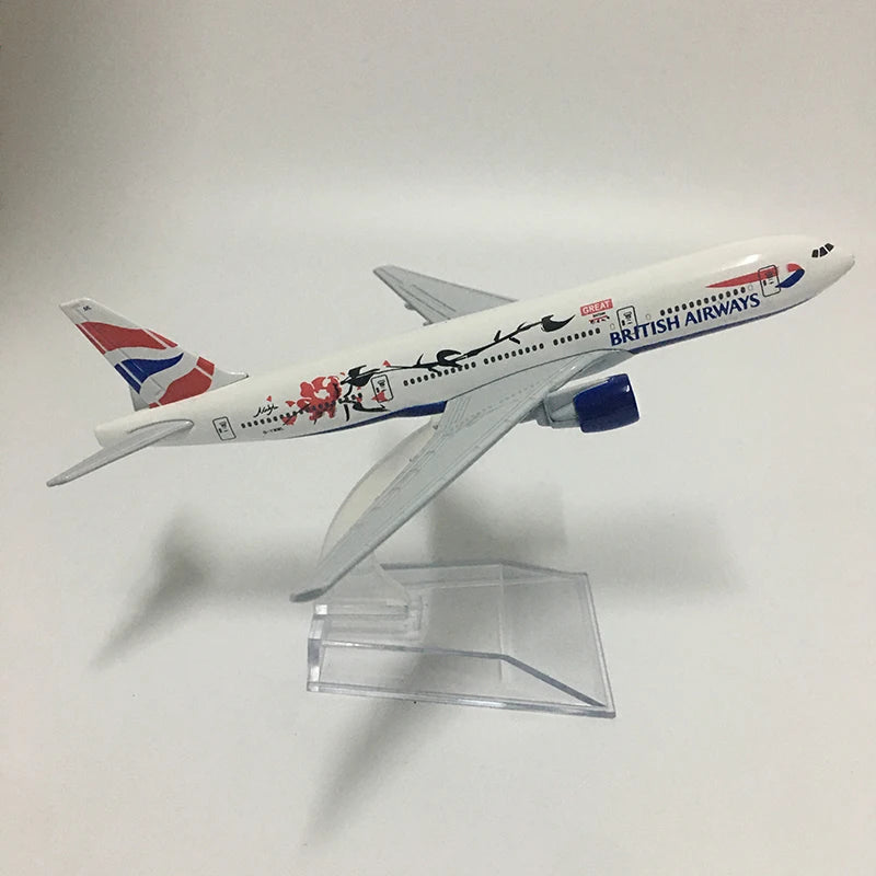 JASON TUTU 16cm BRITISH AIRWAYS Plum flower Boeing b777 Plane Model Airplane Diecast Metal 1:400 Aircraft Model Drop shipping