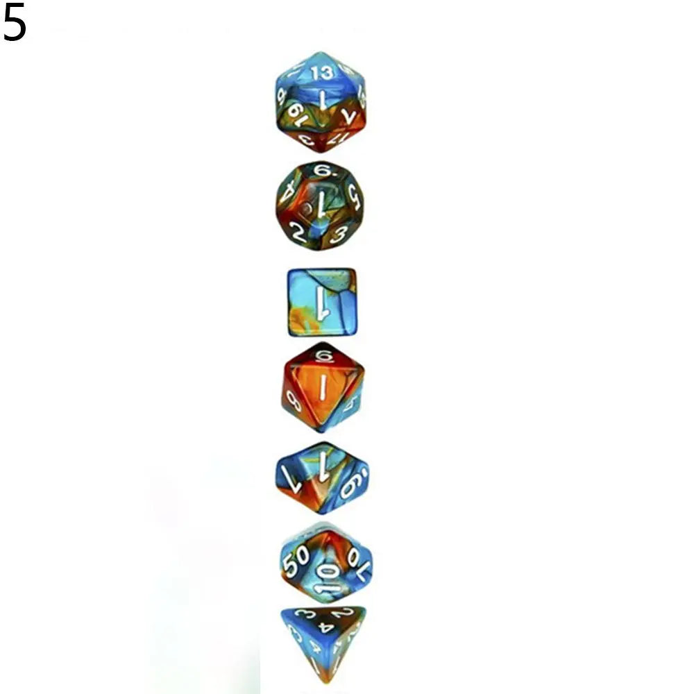 7-Die/Set New Acrylic Dice Set For TRPG DND Polyhedral 7-Die Lidescent Glitter Digital Dice Entertainment Game Accessories
