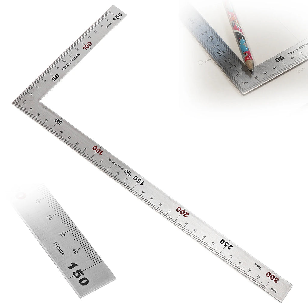 Square Ruler Right Angle 90 Degree Metal Stainless Steel Angle Ruler Woodworking Measuring Tool For Wood 250 X 500mm 150 X 300mm