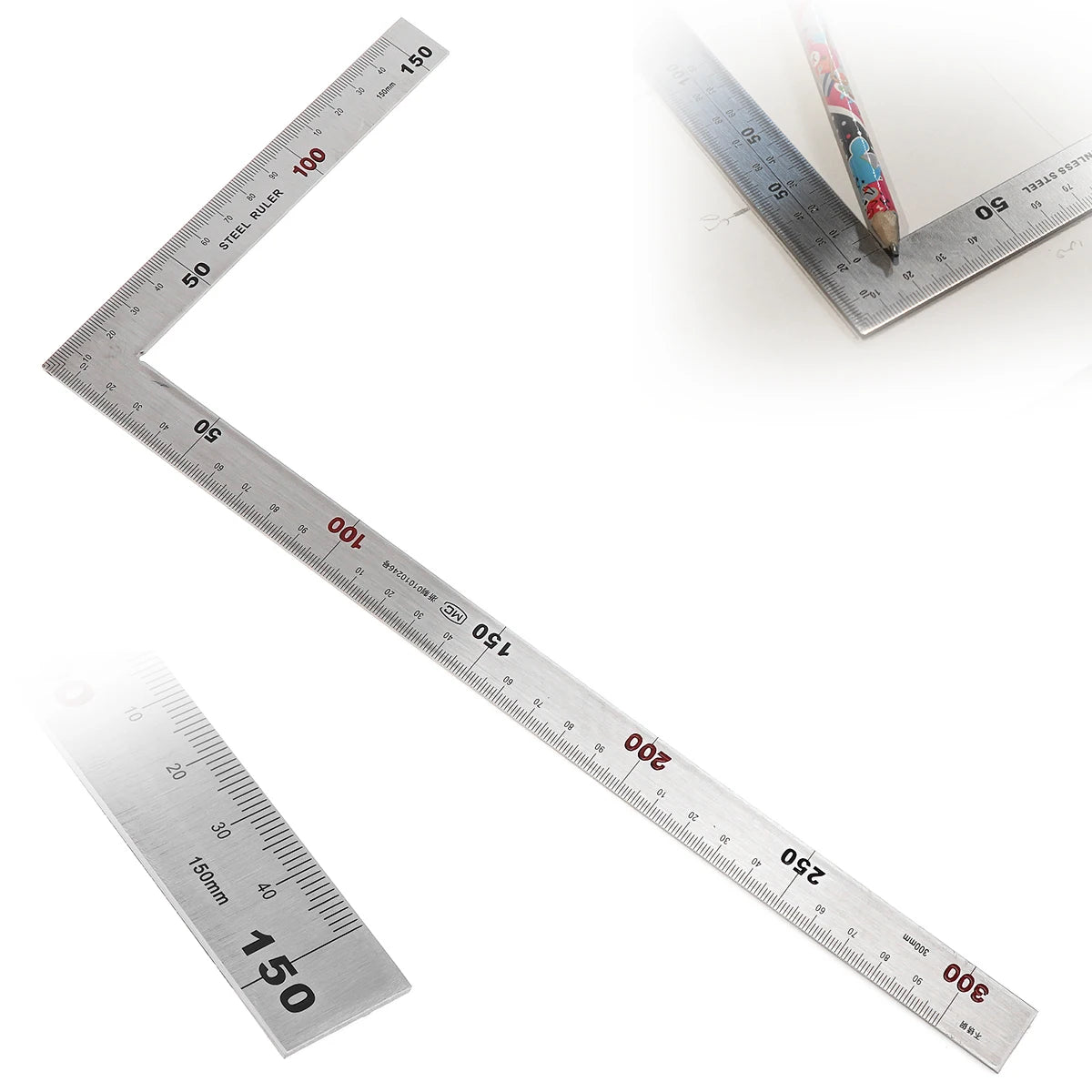 Square Ruler Right Angle 90 Degree Metal Stainless Steel Angle Ruler Woodworking Measuring Tool For Wood 250 X 500mm 150 X 300mm
