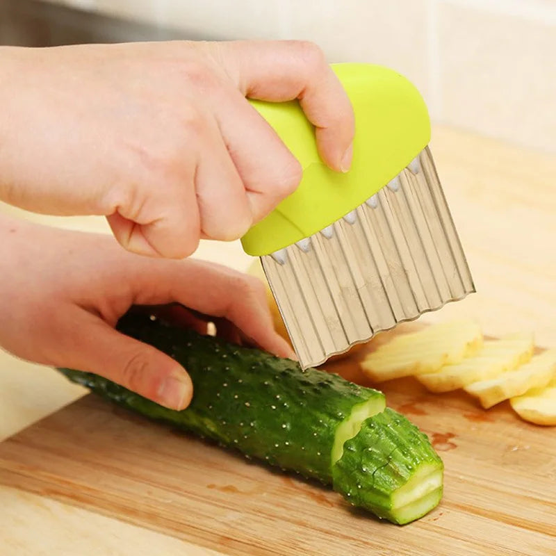 Potato Cutter Chip French Fry Maker Stainless Steel Wavy Knife French Fries Chopper kitchen Knife Chopper French Fry Maker Tools