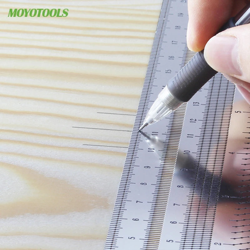 High-Precision Scale Ruler T-Type Hole Ruler Stainless Woodworking 100mm 200mm Scribing Mark Line Gauge Carpenter Measuring Tool