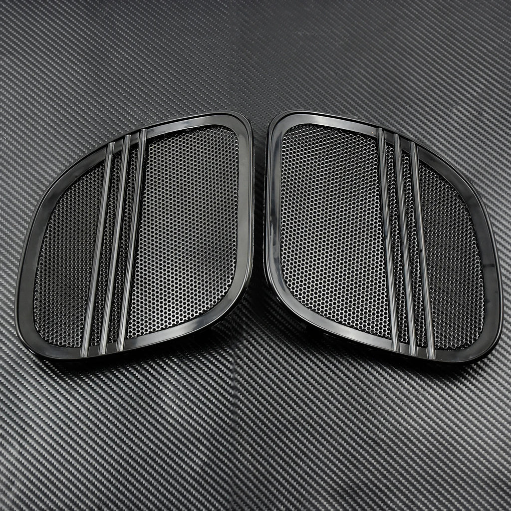 Motorcycle Black Chrome Tri-Line Speaker Grills Cover Trim Mesh For Harley Touring Road Glide FLTRX 2015-2025