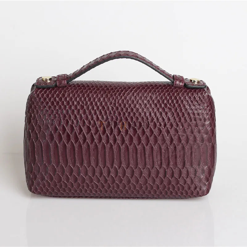 TOPHIIGH Newly Handbag Fashion Portable Make Up Bag For Women Clutch Snake Red Coffee Ladies Hand Bag Purse Ins Hot Selling