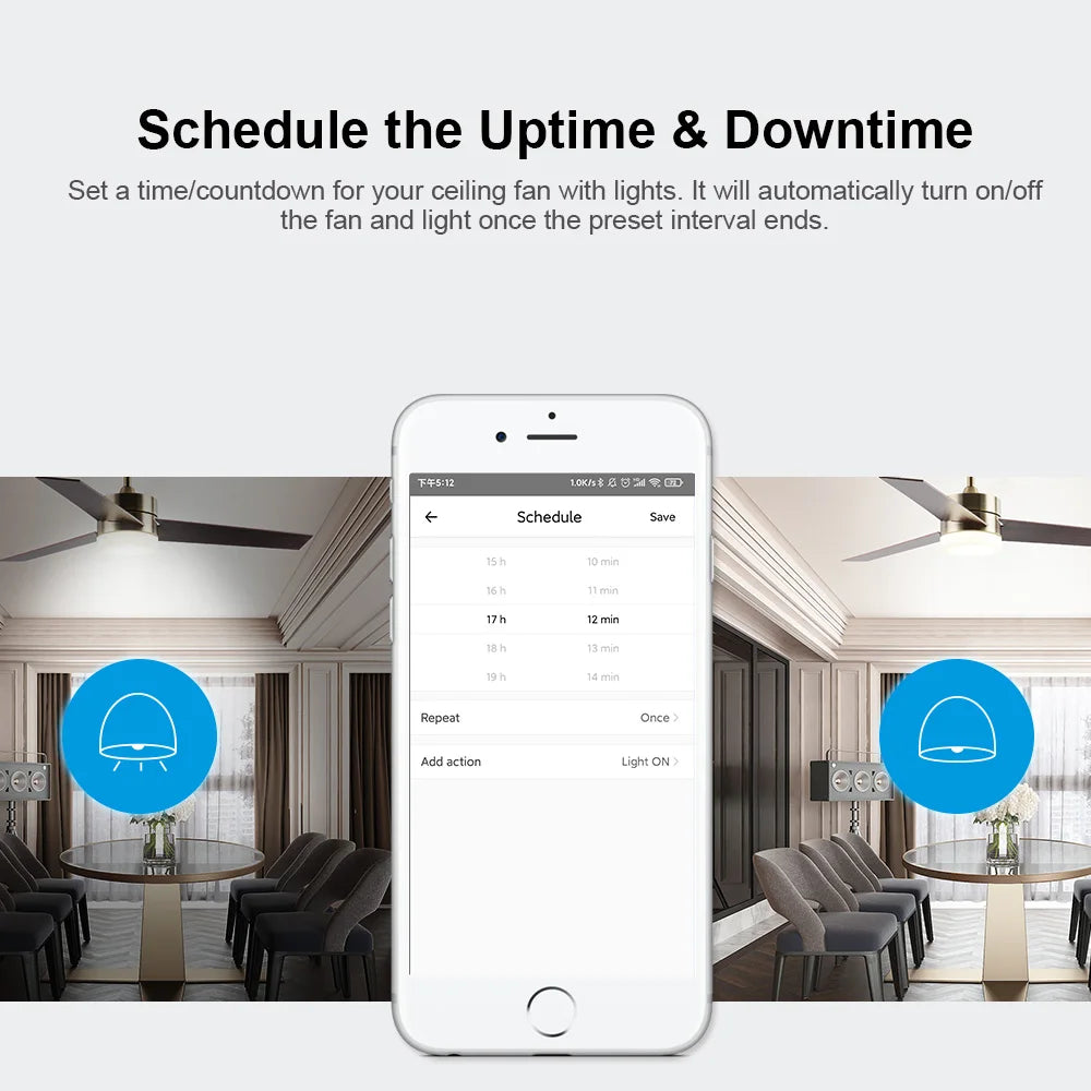 SONOFF iFan04-H Wifi Smart Fan Light Controller 433 Mhz Remote Control 220-240V Smart Home Switch Work with Alexa Google Home
