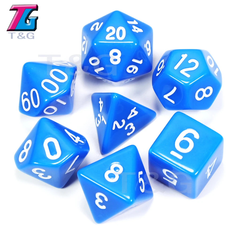 Wholesales 7pc/lot Dice Set Polyhedral D4,D6,D8,D10,D10%,D12,D20 Colorful Accessories for Board Game,DNDGame, RPG 25 Colors