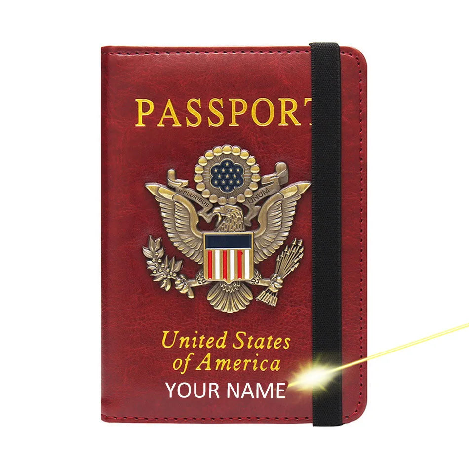 VM FASHION KISS USA RFID Passport Covers Holder Women Men Lettering Business ID Bank Card Storage Purse Case Travel Accessories