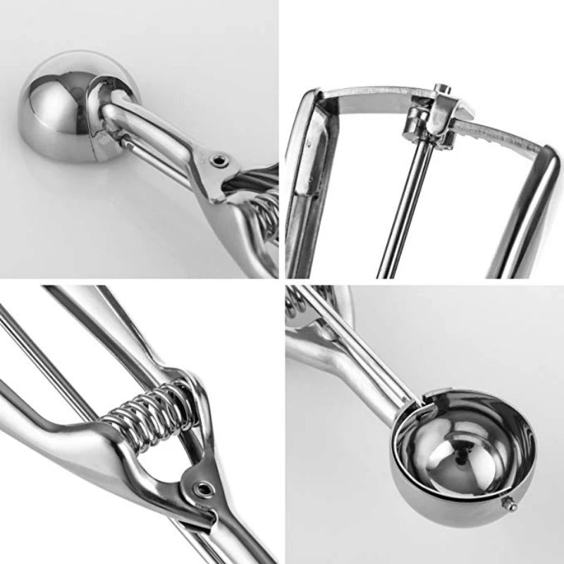 Ice Cream Spoon Kitchen Tools 3 Size Stainless Steel Spring Handle Mash Potato Watermelon Ball Scoop Home Kitchen Accessories