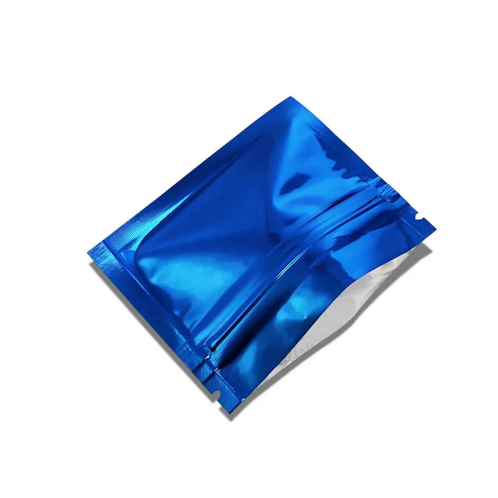 100Pcs Colorful Glossy Aluminum Foil Zip Lock Bag Tear Notch Self Grip Seal Food Ground Coffee Storage Packaging Pouches