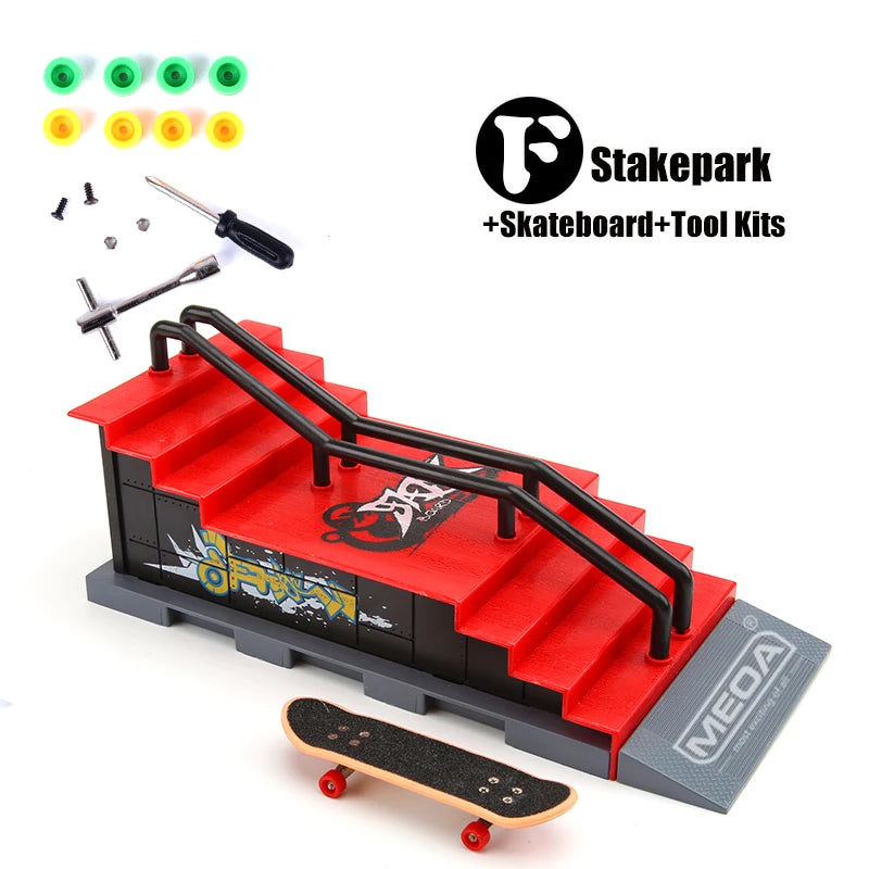 10 In 1 Finger Skateboards DIY Skate Park Ramp Parts Tech Deck Scene Venue Combination Set For Children Indoor Home Toys
