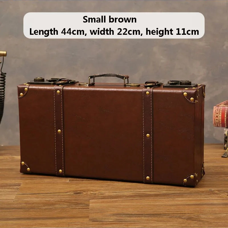 Customized Luxury Vintage Trunk Suitcase Red Travel Leather Luggage Valises Fashion Large Capacity Clothes Storage Prop Box