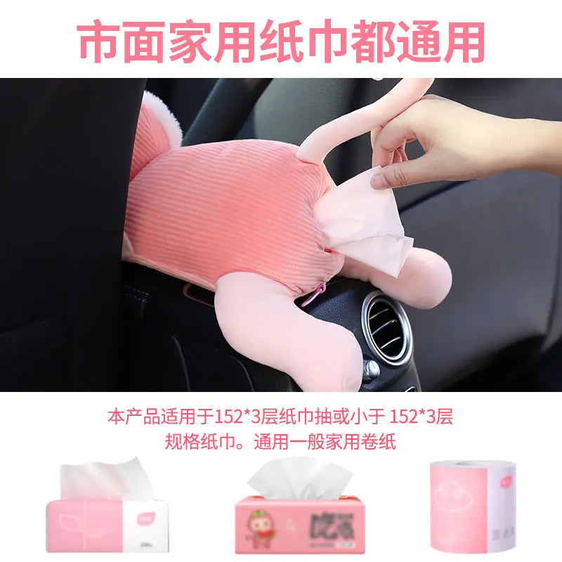 Creative Car Tissue Box Car Hanging Car Armrest Box Drawer Box Cover Cute Car Interior Decoration Products Daquan