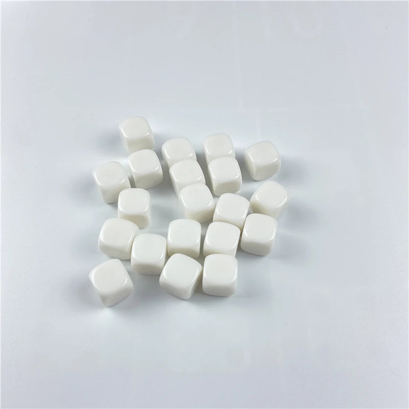 10pcs White 10/12/14/16/18/20mm Blank Dice Acrylic Rounded Corner D6 Blank RPG Dice Can Write DIY Carving Dice