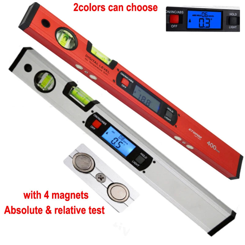 400mm Digital Spirit Level Bubble Magnetic Electric Level 360 Degree Angle Finder Protractor Inclinometer Horizontal Scale Ruler