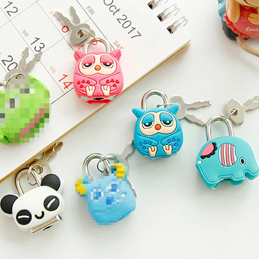Cartoon Padlocks Lovely Mini Luggage Lock Backpack Zip Padlocks Make-up Box Key Lock Students Diary Lock Children's Small Toys