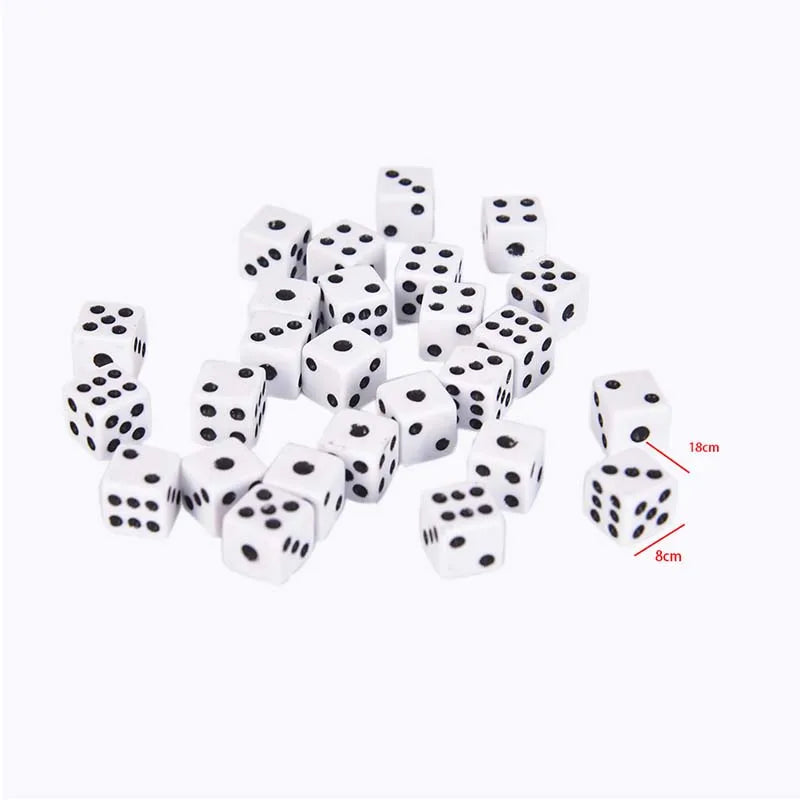 50 Pieces Dices 8mm Birthday Parties Board Game Wholesale Plastic White Gaming Dice Standard Six Sided Decider