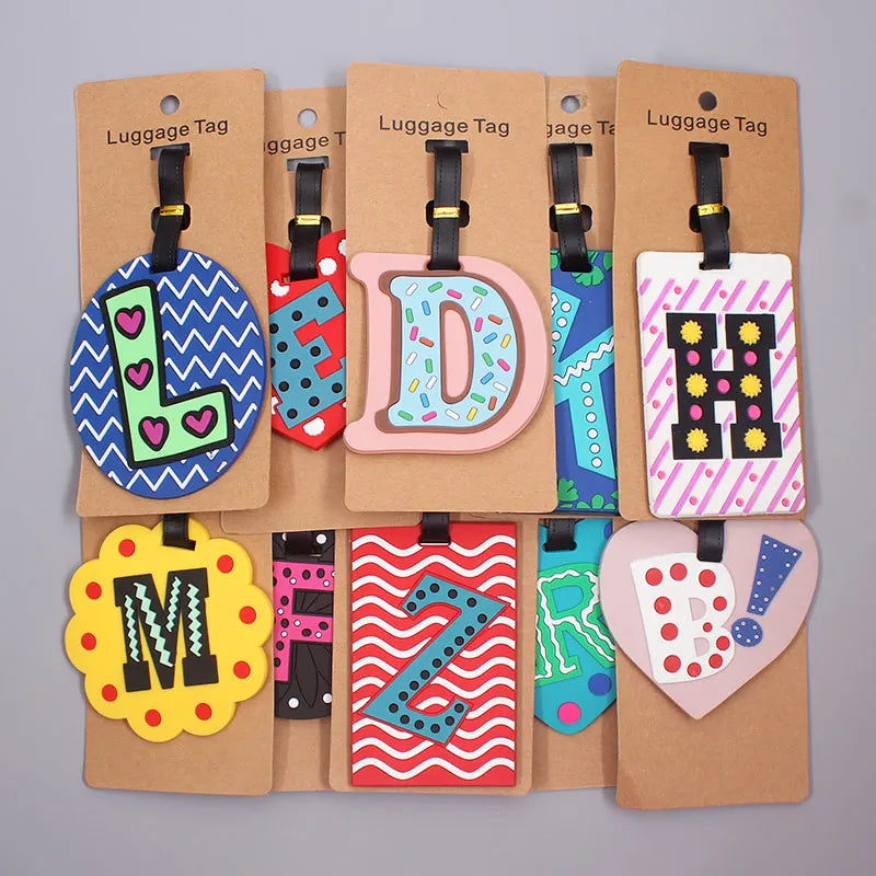 Newest Cute 26 Letters Luggage Travel Accessories Tag Silica Gel Suitcase ID Addres Holder Baggage Boarding Tag Portable Label