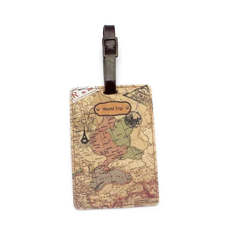 Creative World Map High Quality Travel Accessories Luggage Tag PU Suitcase ID Addres Holder Baggage Boarding Tag Portable Label