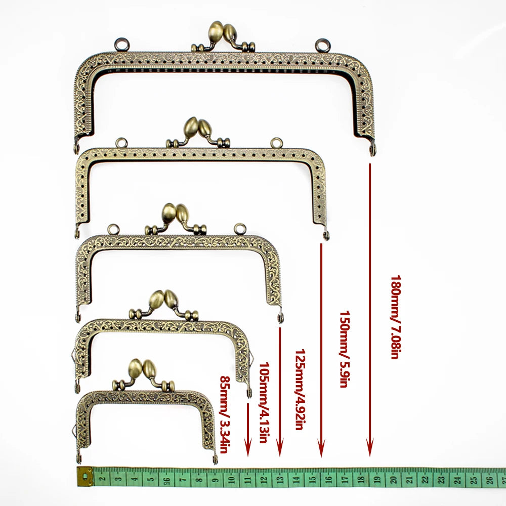 5Pcs 8.5/10.5/12.5/15/18CM Rectangle Metal Flower Buds Kiss Clasp Lock For Purse Replacement Clutch Bag DIY Accessories