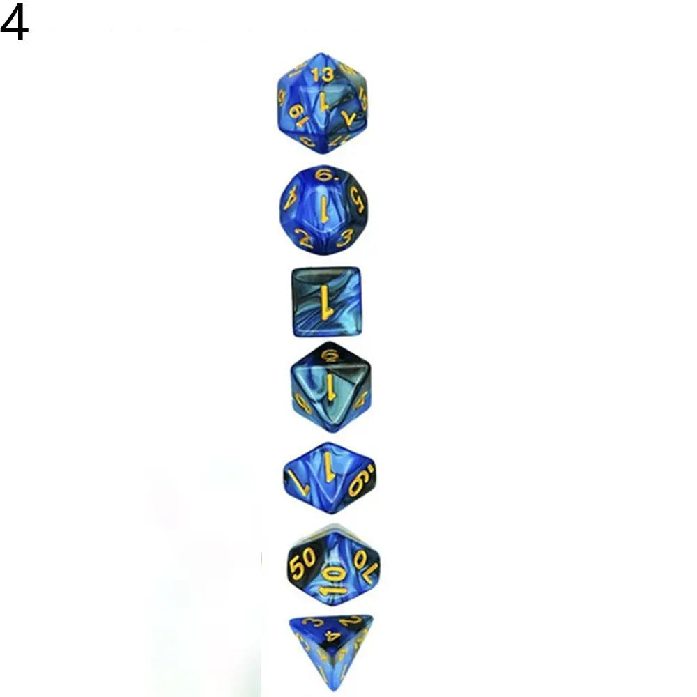 7-Die/Set New Acrylic Dice Set For TRPG DND Polyhedral 7-Die Lidescent Glitter Digital Dice Entertainment Game Accessories
