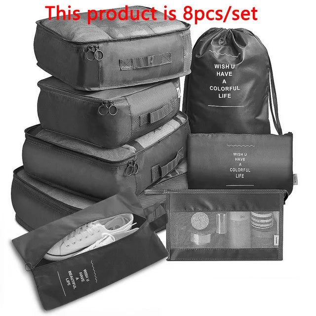 6/8/9pcs/Set Travel Organizer Storage Bags Suitcase Packing Set Storage Cases Luggage Organizer Clothes Bra Shoe Tidy Pouch Bag