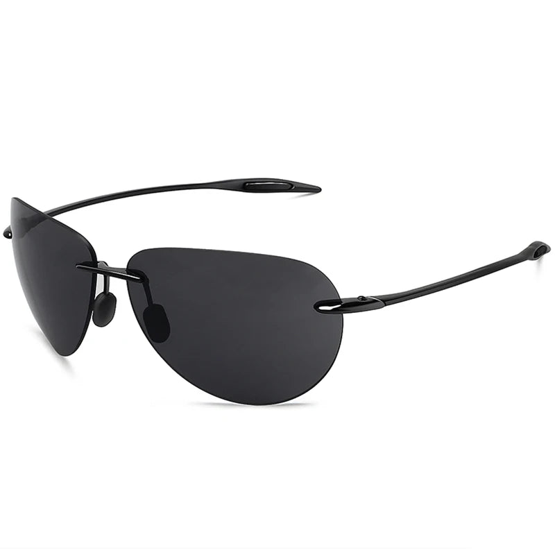 MAXJULI Men sunglasses Classic UV400 Fashion Driving Sports Unbreakable Rimless Oval Male Women's TR90 Frame Sun Eyewear 8008