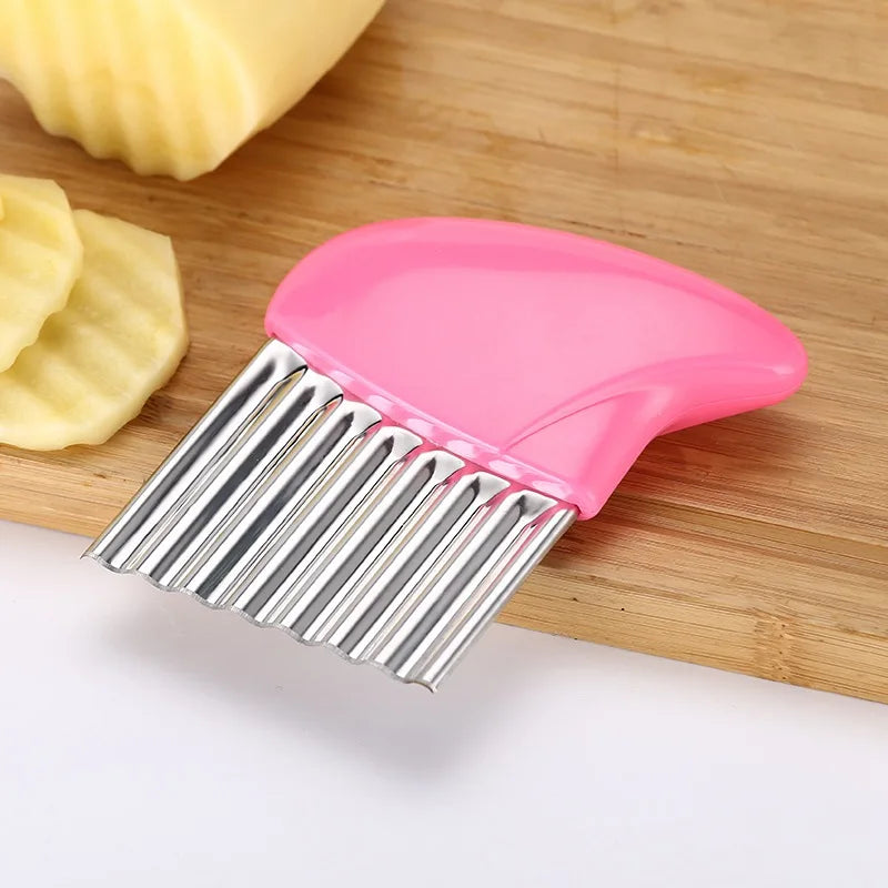 Potato Cutter Chip French Fry Maker Stainless Steel Wavy Knife French Fries Chopper kitchen Knife Chopper French Fry Maker Tools