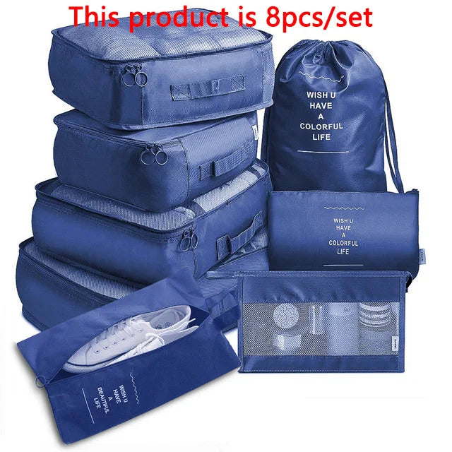 6/8/9pcs/Set Travel Organizer Storage Bags Suitcase Packing Set Storage Cases Luggage Organizer Clothes Bra Shoe Tidy Pouch Bag