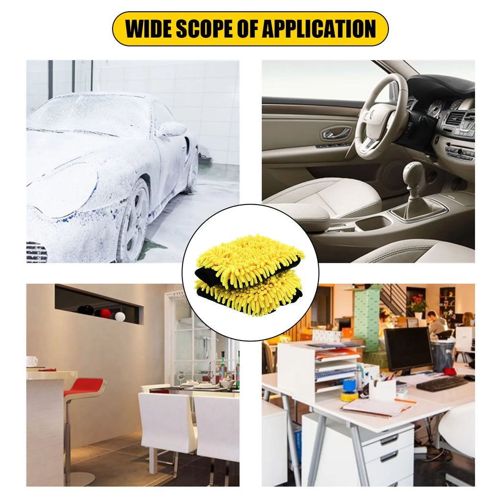 Microfiber Car Wash Mitt Ultrafine Fiber Chenille Wash Glove Soft Mesh Backing No Scratch for Car Wash and Cleaning