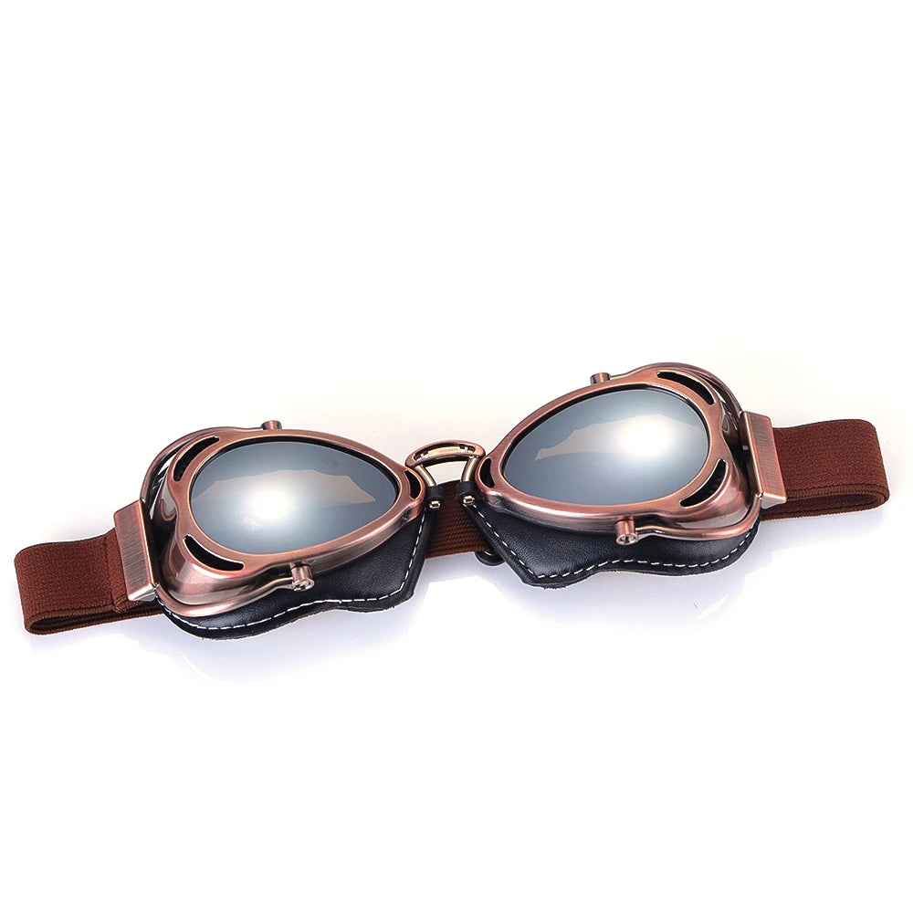BJMOTO Motorcycle Helmet Steampunk Glasses Flying Goggles Vintage Pilot Biker Eyewear Goggle