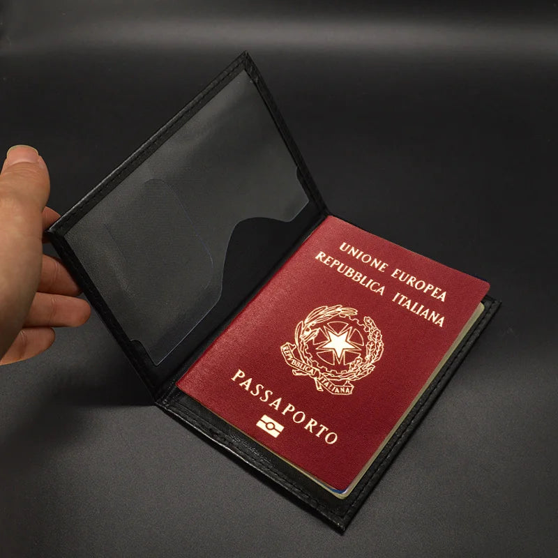 Top Quality Italy Passport Cover Women Travel Italian Passport Case Pu Leather Black Cover for Passport Travel Passport Holder
