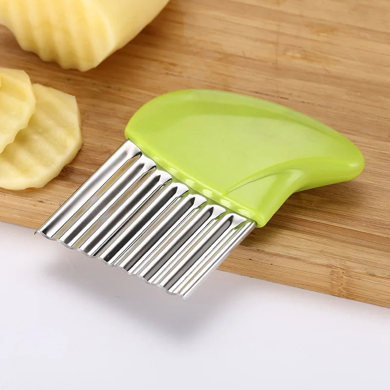 Potato Cutter Chip French Fry Maker Stainless Steel Wavy Knife French Fries Chopper kitchen Knife Chopper French Fry Maker Tools