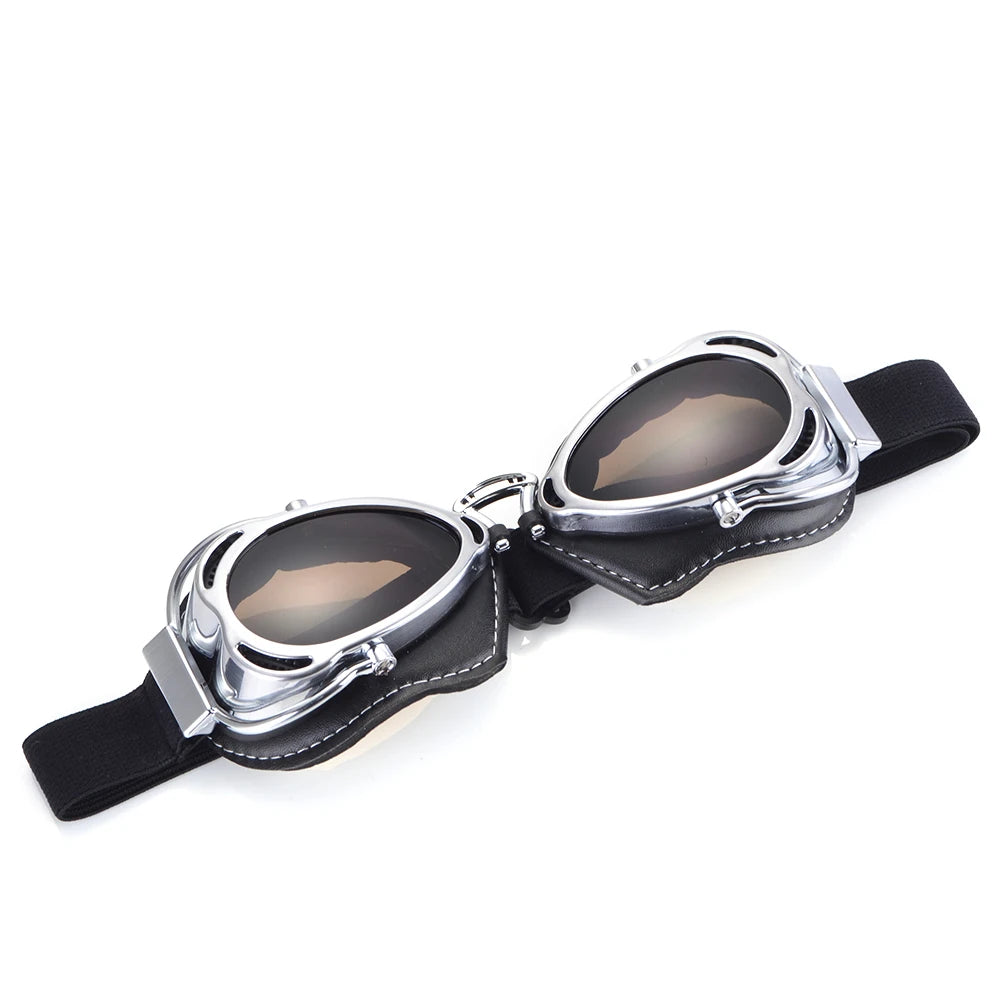 BJMOTO Motorcycle Helmet Steampunk Glasses Flying Goggles Vintage Pilot Biker Eyewear Goggle