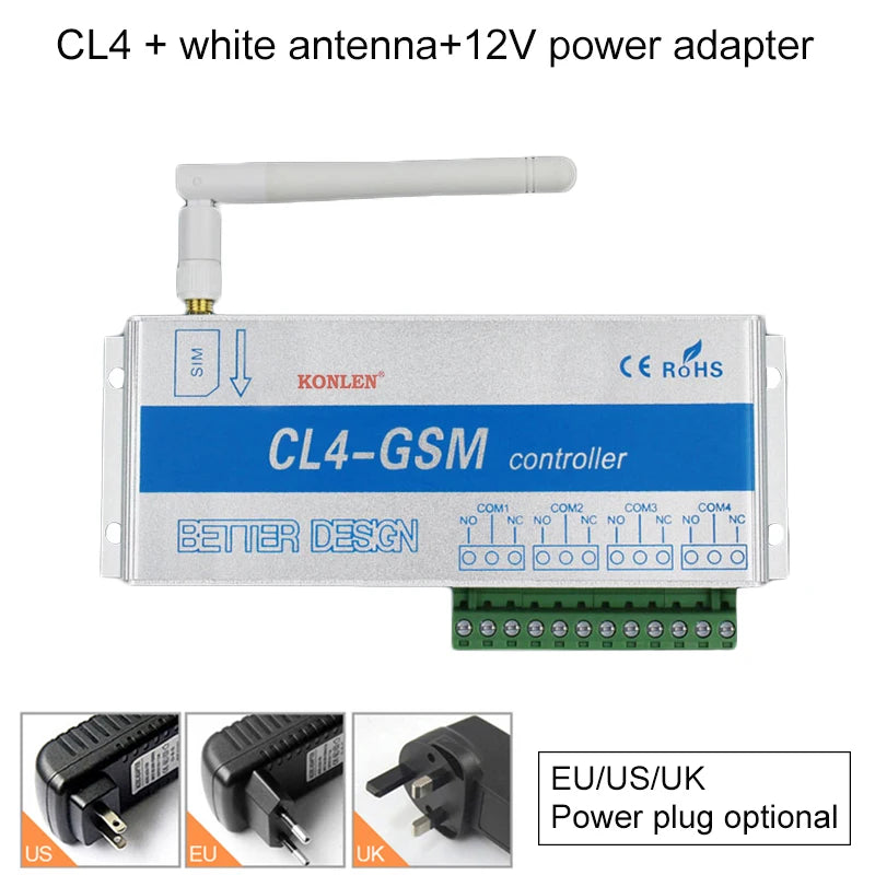 CL1 CL4 GSM Relay Controller SMS Call Remote Control Power Switch Home Automation for Gates Electric Door Opener Lock Pump Motor