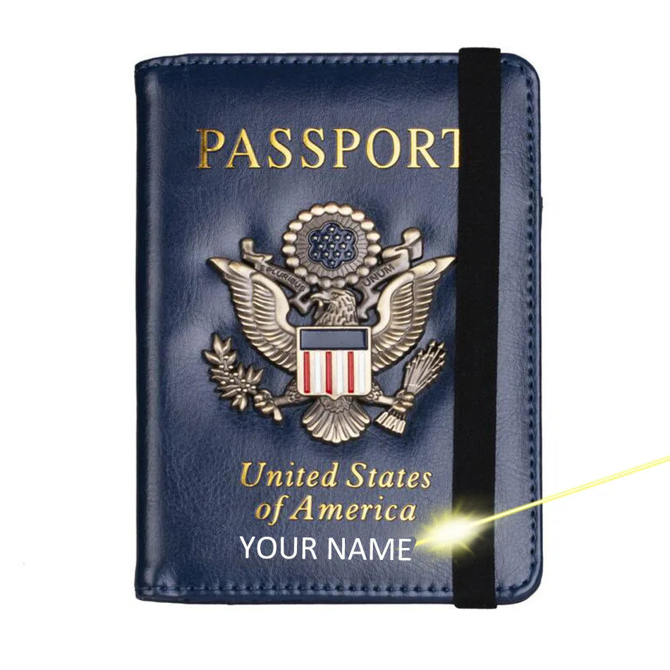 VM FASHION KISS USA RFID Passport Covers Holder Women Men Lettering Business ID Bank Card Storage Purse Case Travel Accessories