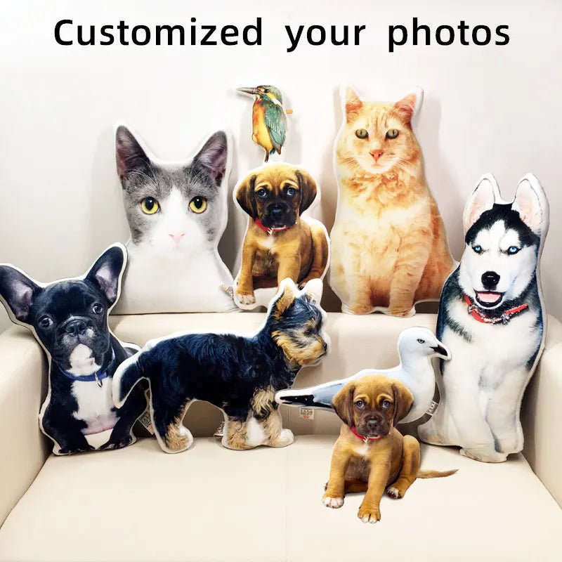 Photo Customization DIY Dog Cushion Pet Plush Pillows Stuffed Animal Cat Pillow Sofa Car Decorative Personalized Birthday Gift