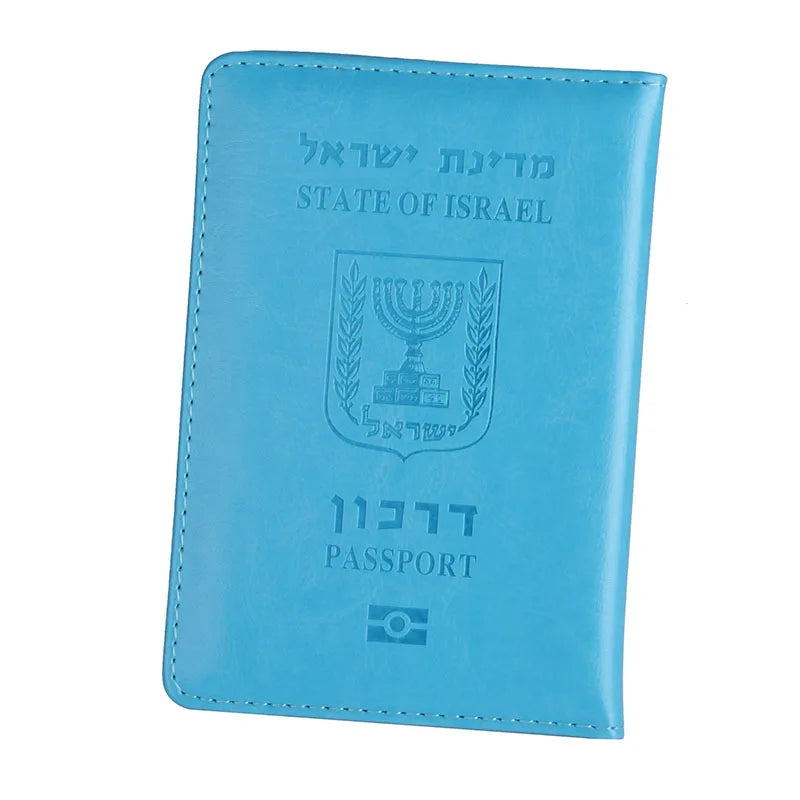 Israel Passport Cover Multicolour PU Leather Hebrew Travel Document ID Credit Card Holder Case Wallet Men Women