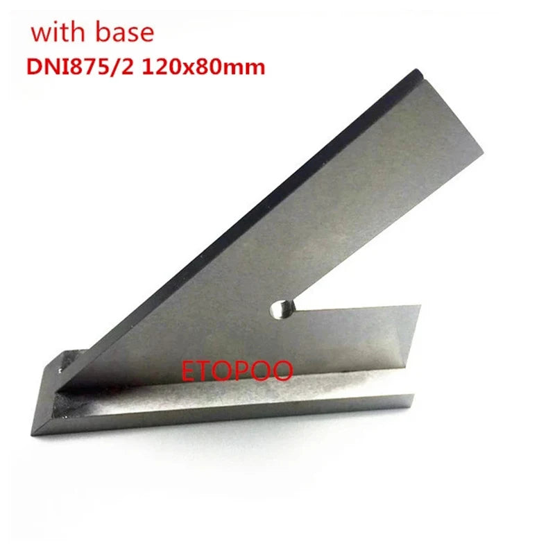 DNI875/2 100*70mm 120*80mm 200mm 45 Degree Square Ruler with Wide Base Steel 45 Degree Industrial Try Machinist Square with Base