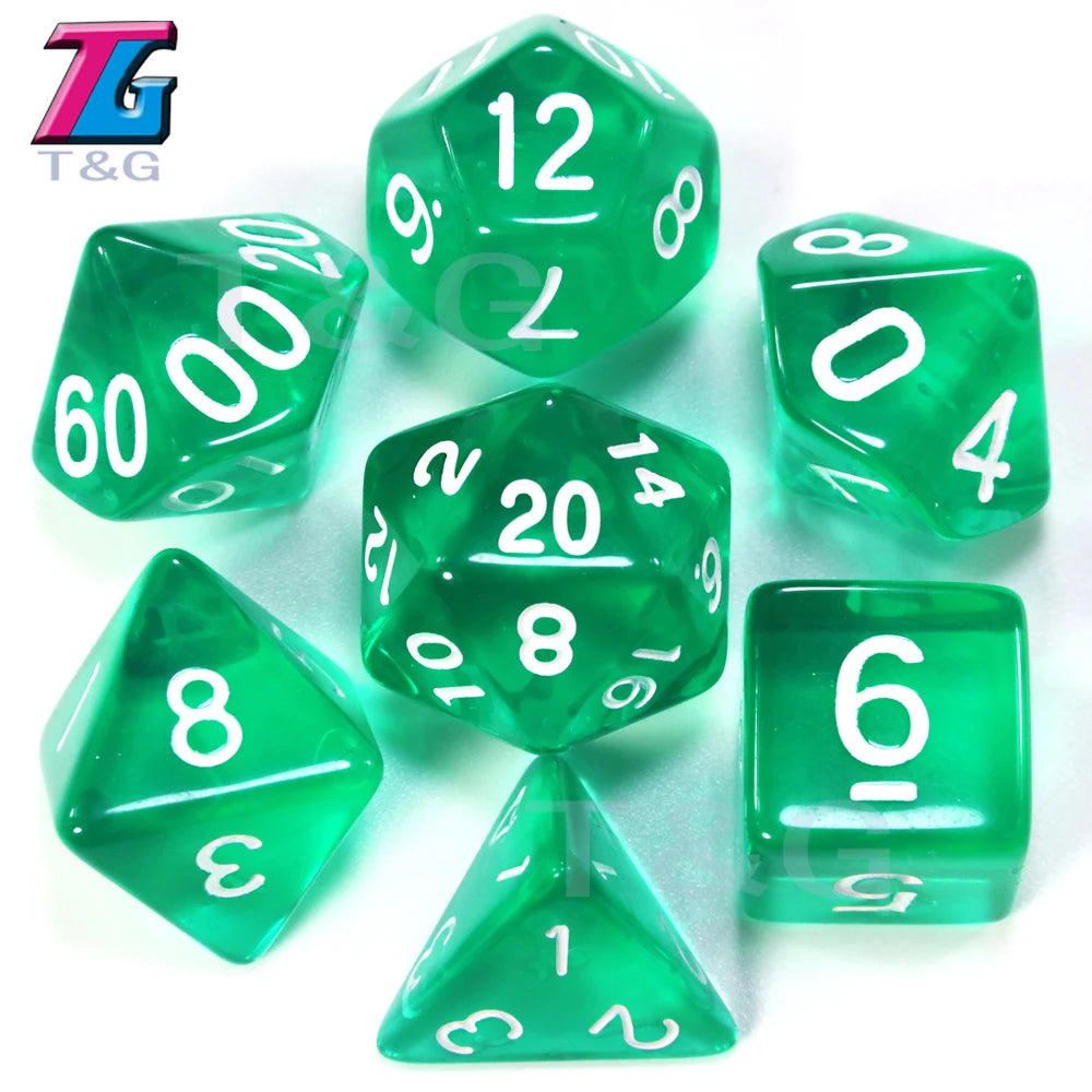 Wholesales 7pc/lot Dice Set Polyhedral D4,D6,D8,D10,D10%,D12,D20 Colorful Accessories for Board Game,DNDGame, RPG 25 Colors