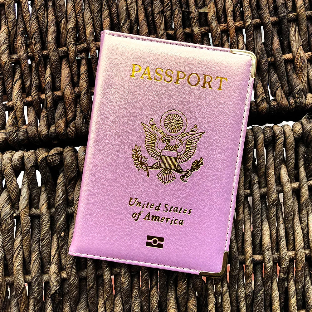 Travel Essentials USA Passport Cover Woman Cute Pink Personalized Passport Holder designer Travel Passport Case Pouch