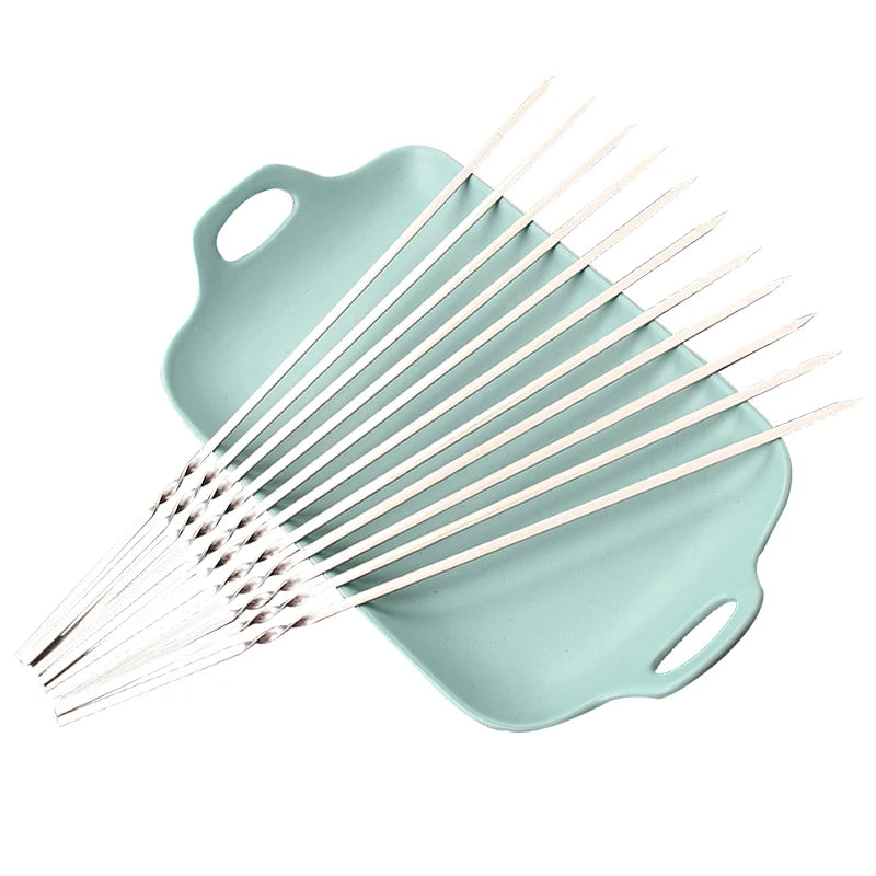 100pcs/50pcs Reusable Flat Stainless Steel Barbecue Skewers Bbq Needle Stick for Outdoor Camping Picnic Tools Cooking Tools