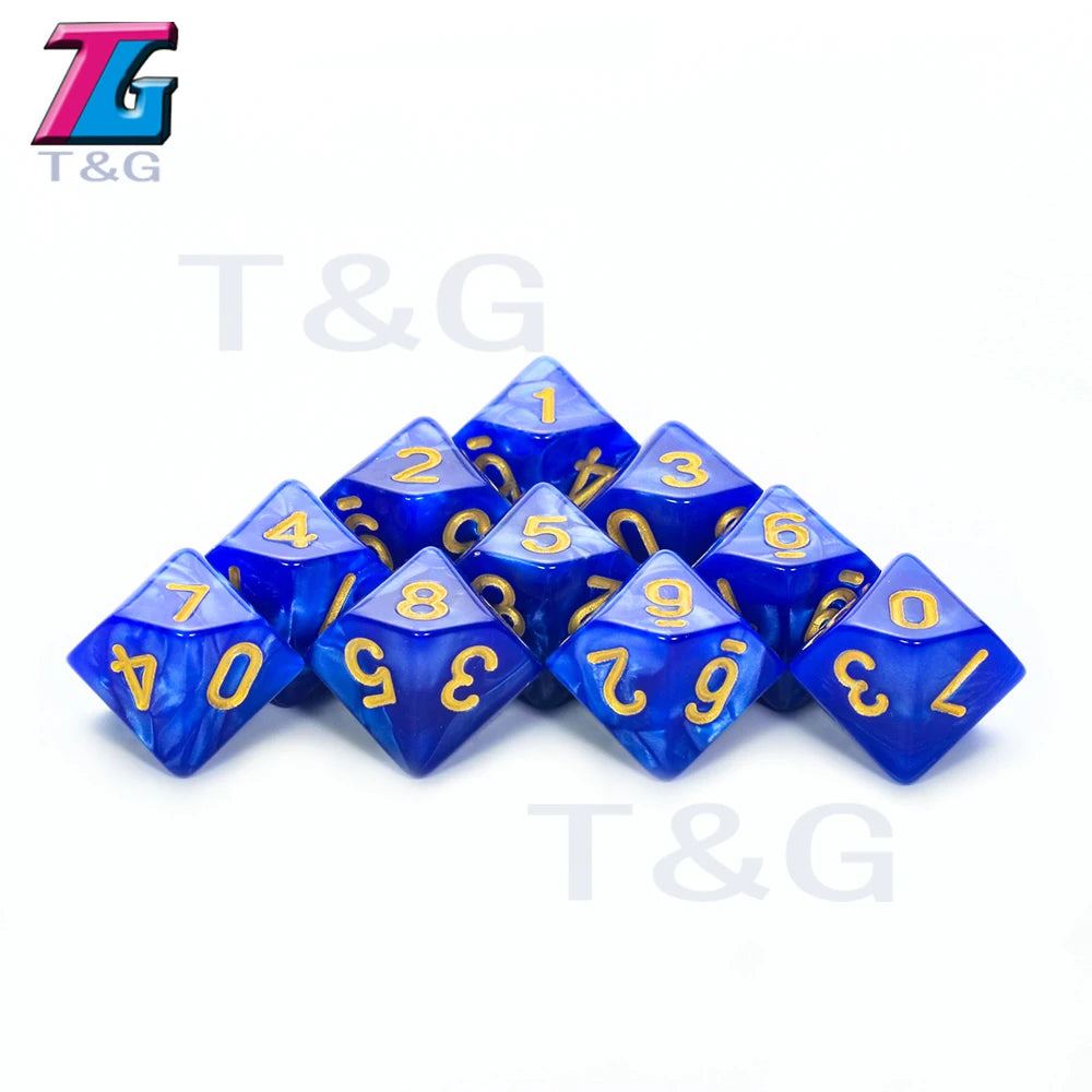 D10 Polyhedral Side Dice DND Games for Marble Transparent 10Pcs/Set for Funny Party Board Game