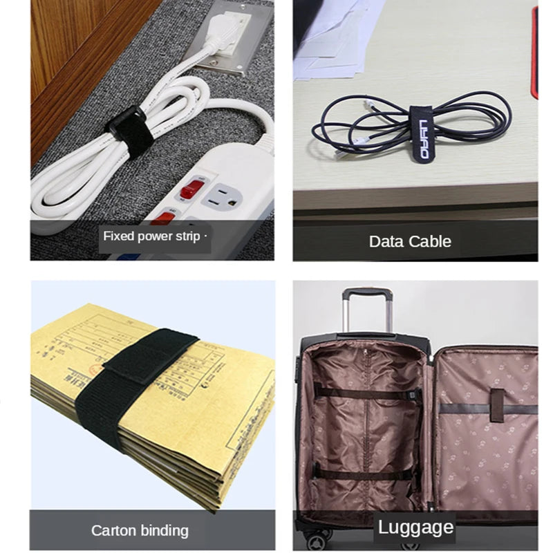 High Quality Nylon Elastic Band Customizable Hook Loop Reverse Buckle Cable Ties Straps Adjustable Magic Sticky Fastener Tape