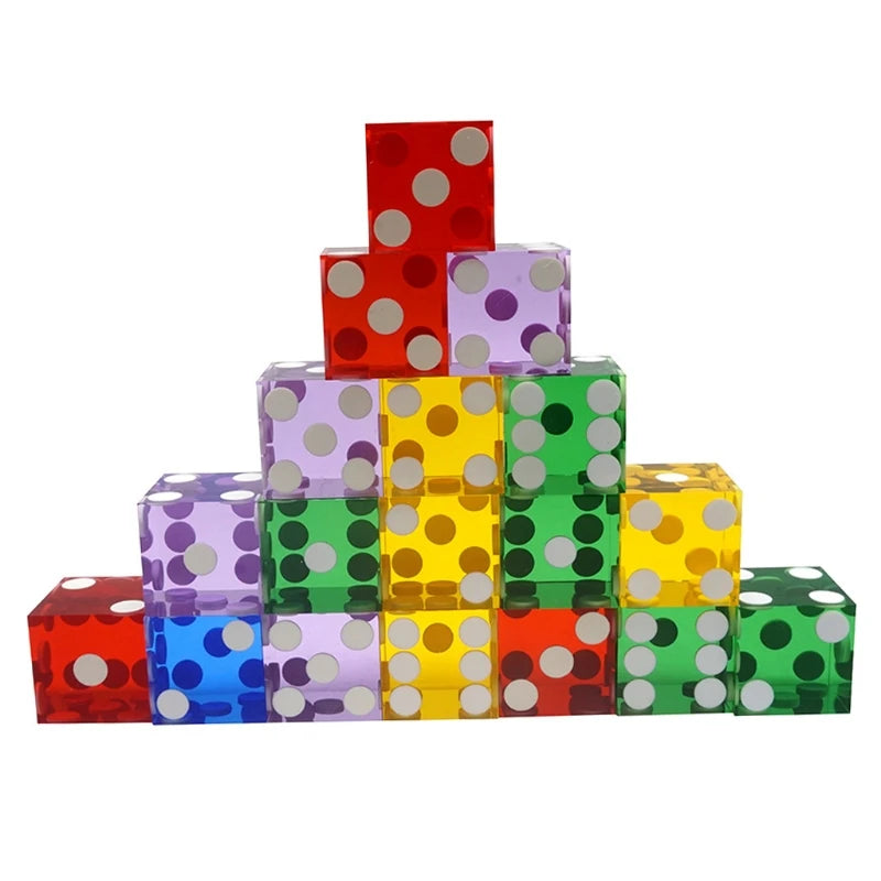 5pcs High-grade Acrylic Transparent Dice D6 19mm Casino Dice with Razor Edges XXUF