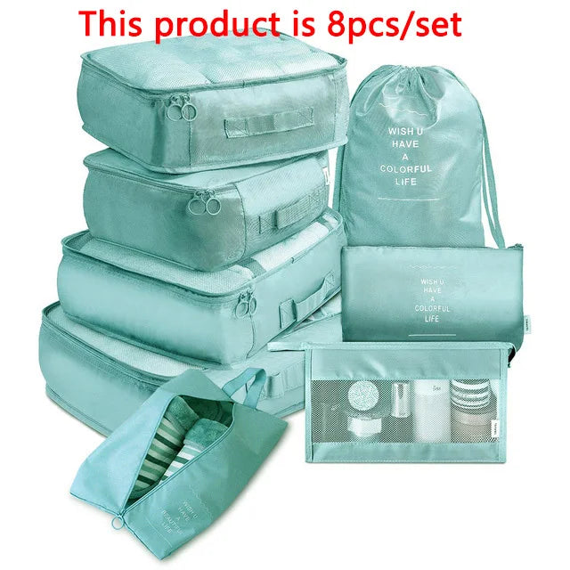 6/8/9pcs/Set Travel Organizer Storage Bags Suitcase Packing Set Storage Cases Luggage Organizer Clothes Bra Shoe Tidy Pouch Bag