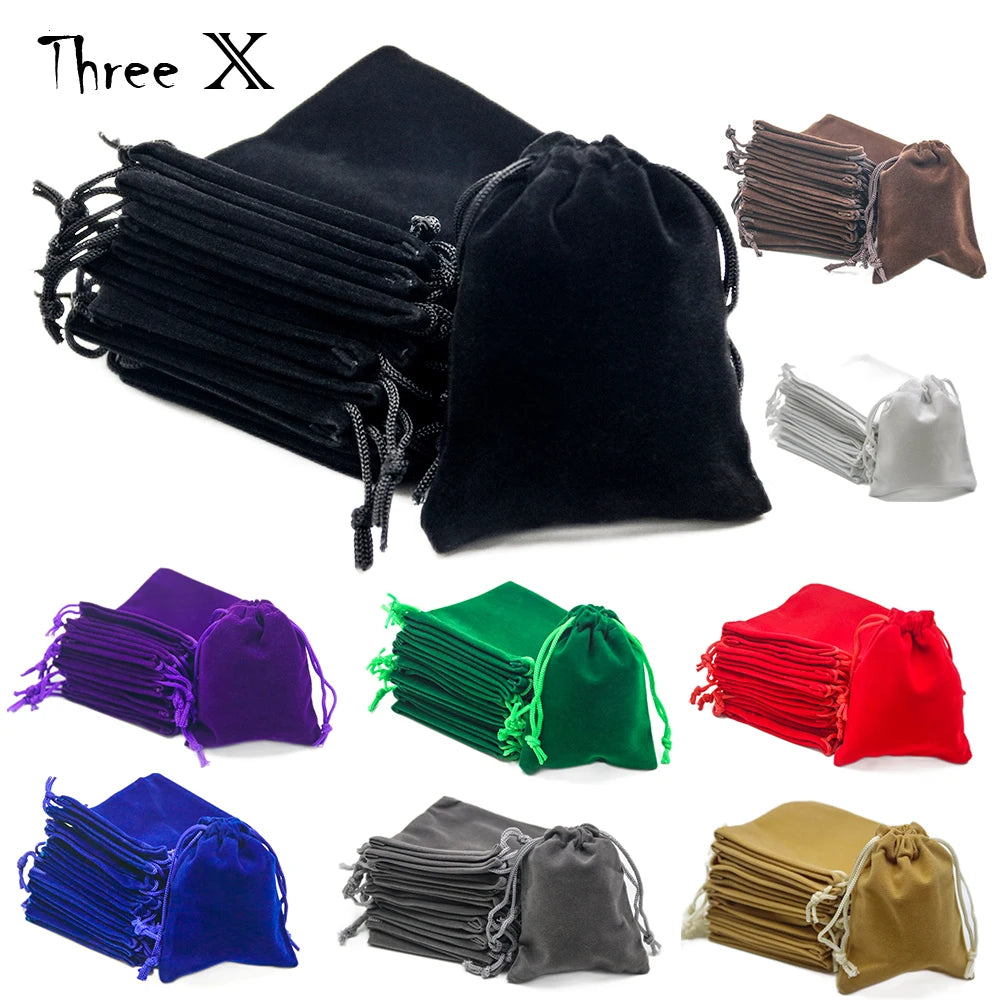 Set of 10 4.0" x 3.15" Durable Velvet Carry Bag Pouches w/Drawstring for Dice Jewelry Gift Packaging