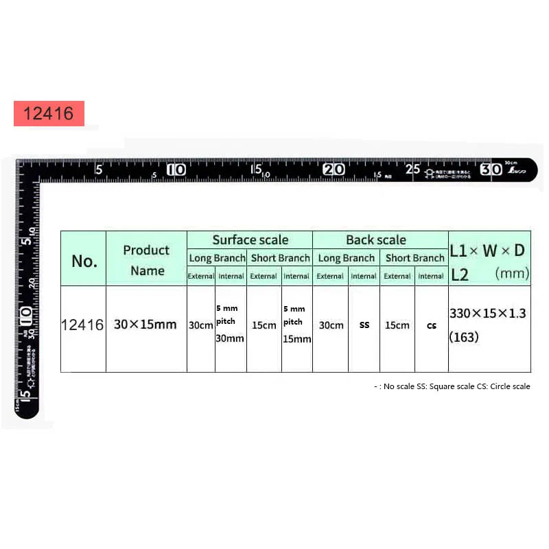 Penguin SHINWA Carpenter's Squares Curve Ruler 30*15cm Reverse Angle Scale 12400 12416 12411 12476