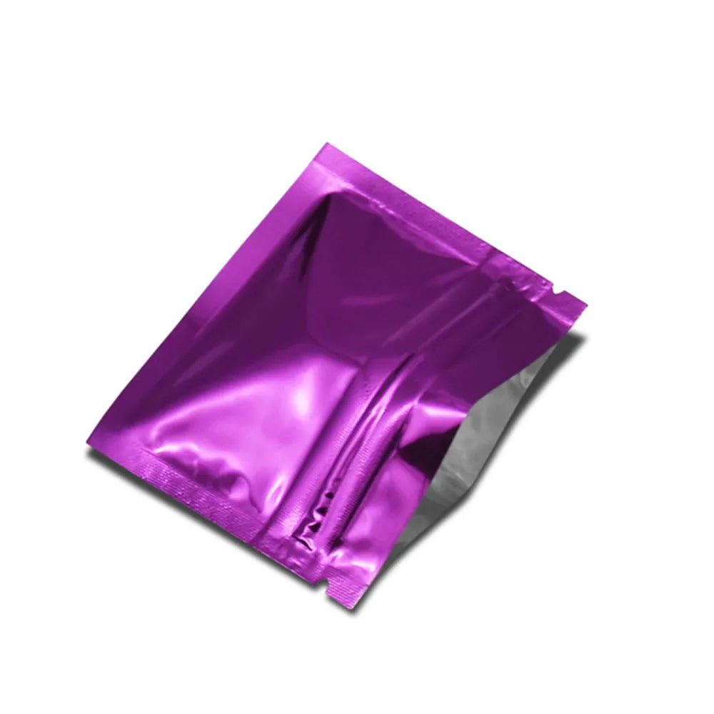 100Pcs Colorful Glossy Aluminum Foil Zip Lock Bag Tear Notch Self Grip Seal Food Ground Coffee Storage Packaging Pouches
