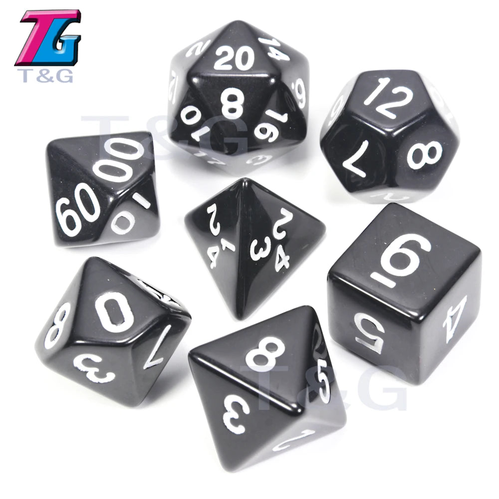 Wholesales 7pc/lot Dice Set Polyhedral D4,D6,D8,D10,D10%,D12,D20 Colorful Accessories for Board Game,DNDGame, RPG 25 Colors